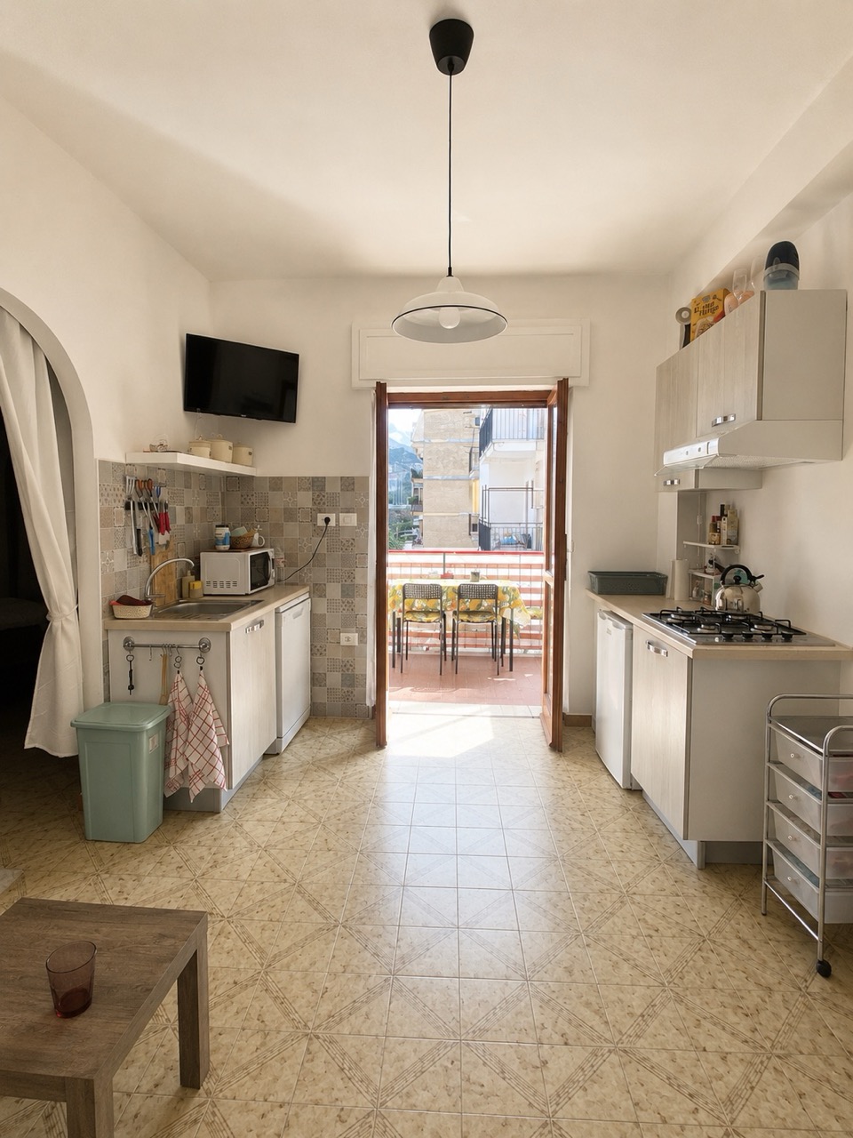 Kitchen and balcony doorway