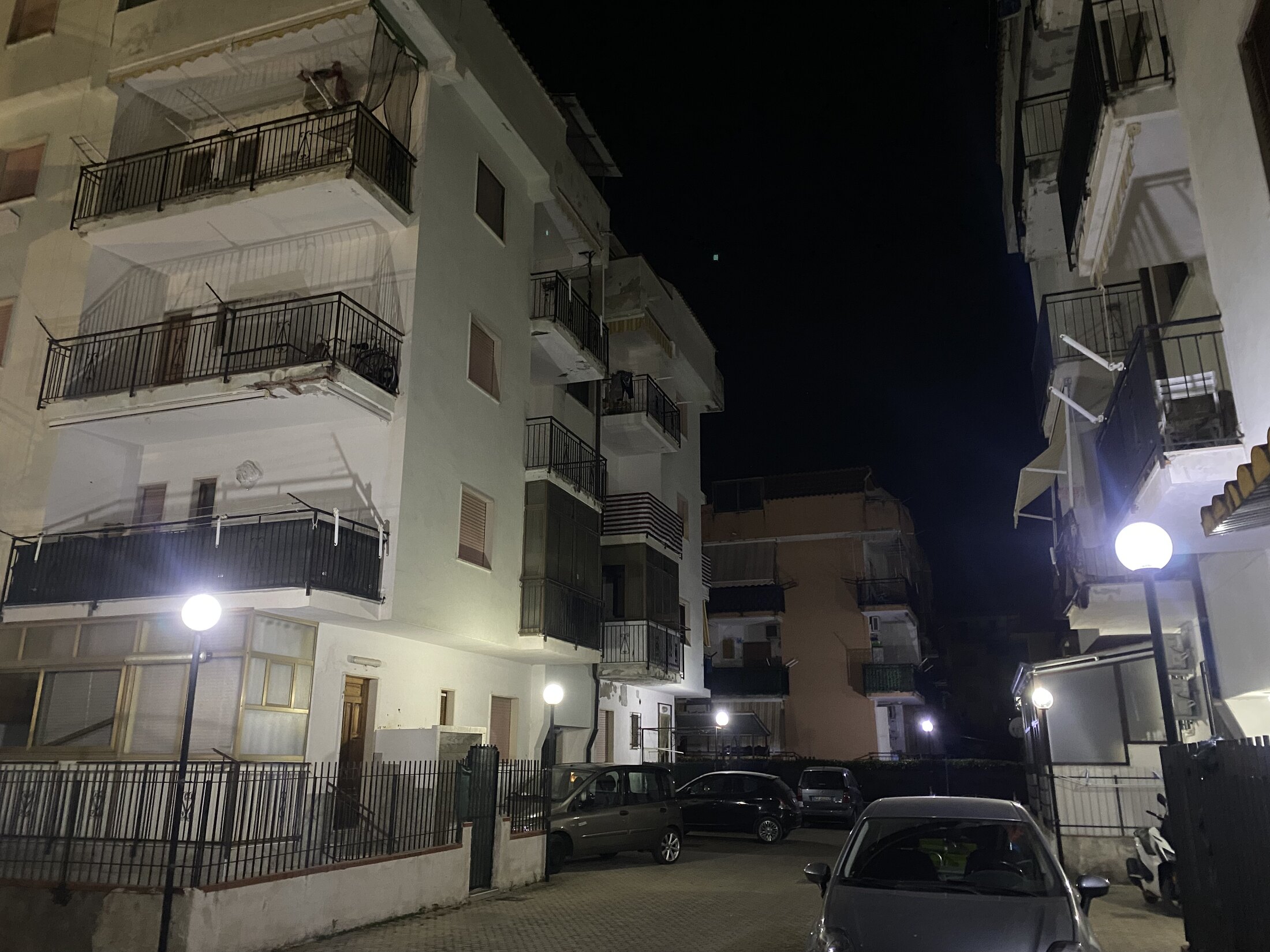 The building and street at night