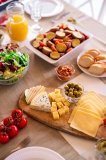 A table set for sharing food